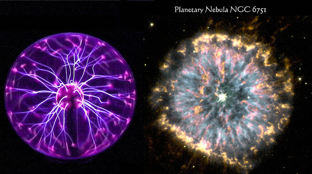 Asombrosa y significativa similitud entre una esfera de plasma y la nebulosa NGC 6751 