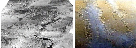 Comparación del Gran Cañón con Valles Marinaris (Marte)