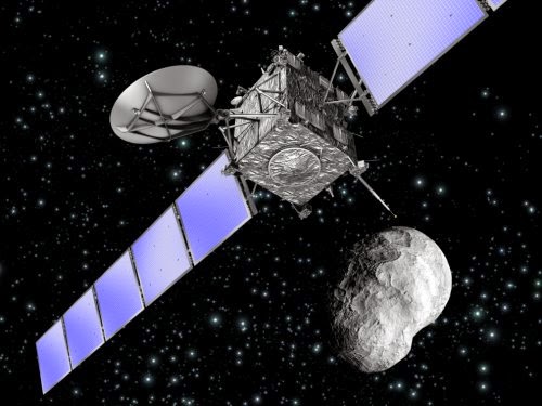 Imagen artística de la nave Rosetta orbitando en torno al comenta 67P